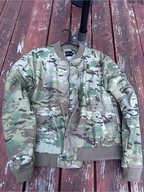 Kids Camo Bomber Jacket - Green - Unbranded